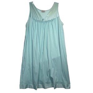 Vintage Vanity Fair Nightie Blue Sleeveless Nylon Nightgown LG‎ USA